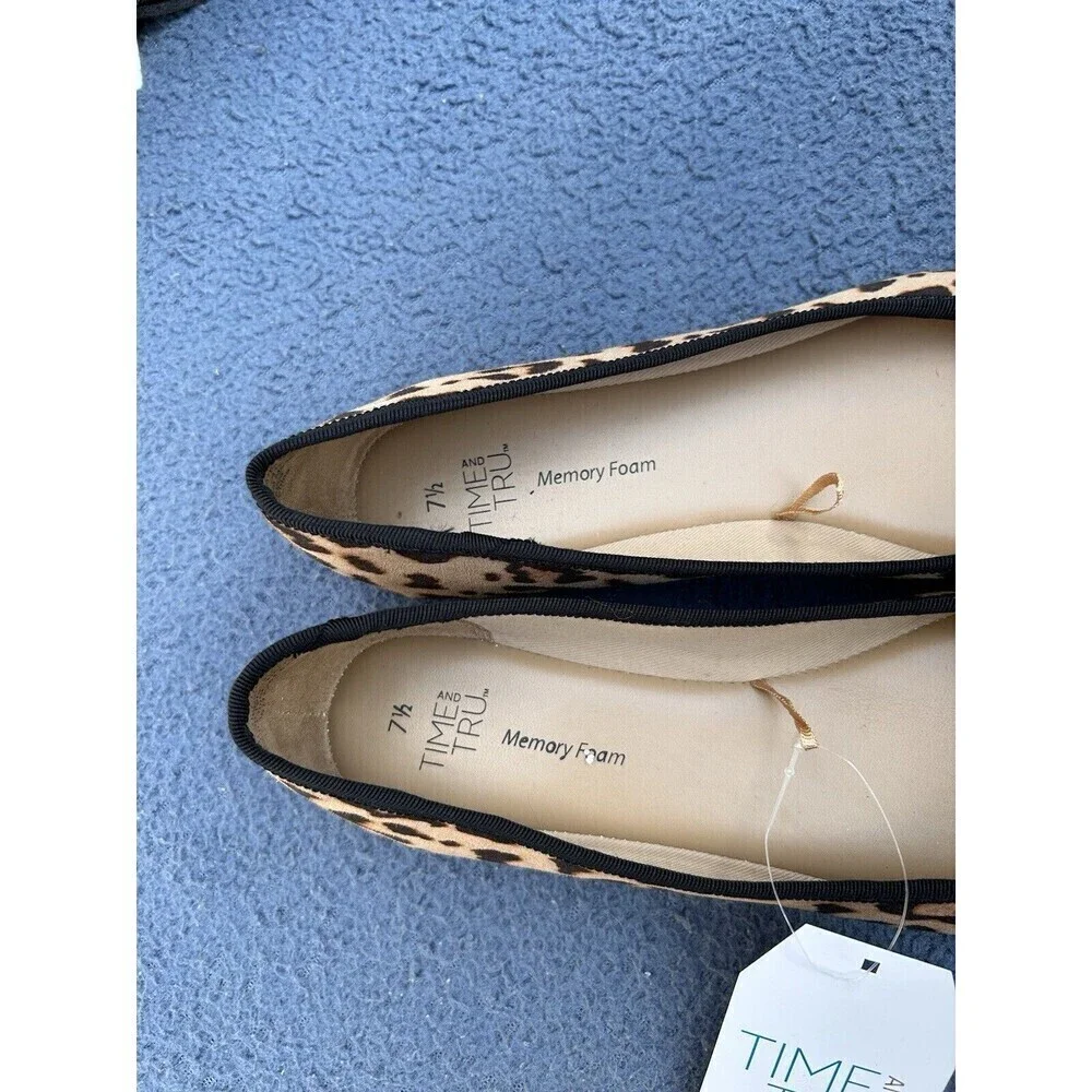 Time & Tru Women's Leopard Print Memory Foam BALLET FLAT Shoes NWT 7.5 mobwife